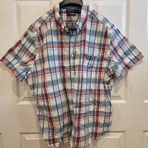 Nautica Short Sleeve Button Down Shirt Blue and Red Plaid Men’s XXL